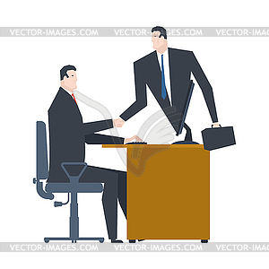 Online business. Web agreement. Handshake of - vector image