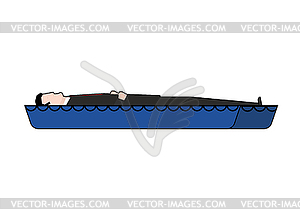 Coffin and dead man. wooden coffin - vector clipart