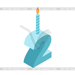 2 number and Candles for birthday. two figure for - vector clipart