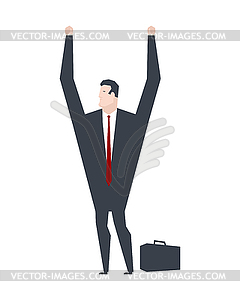 Businessman surrender hands up. Business life. - vector image