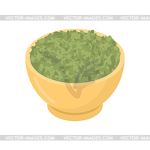 Green Lentils in wooden bowl . Groats in wood - royalty-free vector clipart