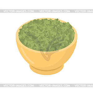 Green Lentils in wooden bowl . Groats in wood - royalty-free vector clipart