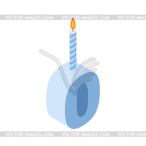 0 number and Candles for birthday. zero figure for - vector clip art