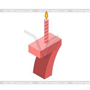 7 number and Candles for birthday. seven figure - vector clipart