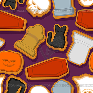 Halloween cookie seamless pattern. Background - royalty-free vector image