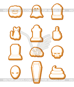 Halloween cookies set. Cookie for terrible - vector image