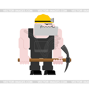 Miner worker mining . collier with pickaxe. Pitman - vector clipart