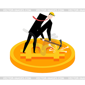 Mining bitcoin. Minir Extraction Crypto currency - vector clipart