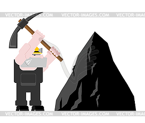 Miner worker mining . collier with pickaxe. Pitman - stock vector clipart