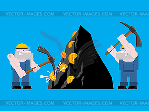 Mining bitcoin pool concept. Minir Extraction Crypt - vector clip art