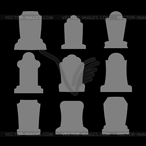 Tombstone silhouette set for halloween. Gravestone - royalty-free vector image