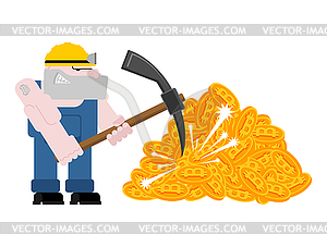 Mining bitcoin. Minir Extraction Crypto currency - vector image