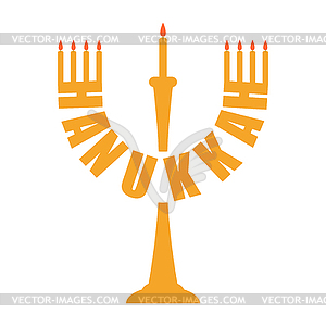 Hanukkah logo. Menorah symbol. Jewish religious - vector clip art