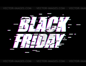 Black Friday Glitch effect emblem. website display - vector clipart