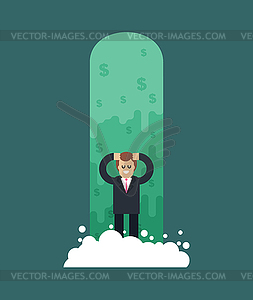 Money waterfall and businessman. River of cash. Flo - vector image
