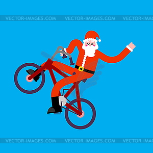 Santa Claus on bicycle BMX. Happy New Year. - vector clipart