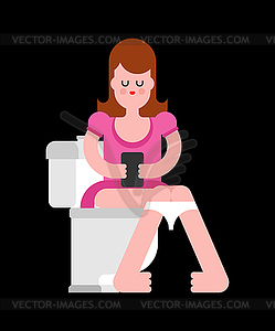 Wonam on toilet. girl is in WC - vector clip art