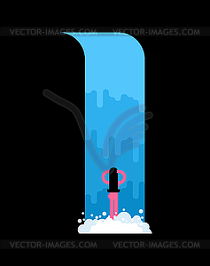 Girl in Waterfall . Natural Pure Water. Beautiful - vector image