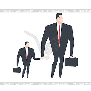 Businessman and son. Business family. Boss Dad and - vector clipart