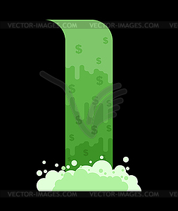 Money waterfall. River of cash. Flow of dollars. - vector clipart