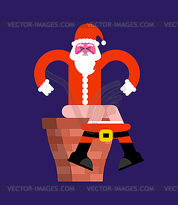 Santa Chimney shit on toilet . Bad Christmas - vector clipart