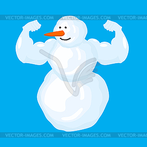 Strong snowman . Winter fitness. Snow Sports. ill - vector image