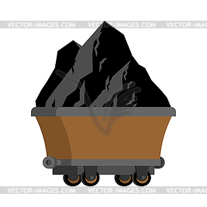 Trolley of Coal . Mining Extraction mineral. illu - vector image