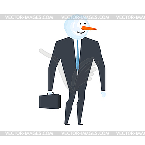 Snowman Businessman. Winter boss. Snow manager. - color vector clipart