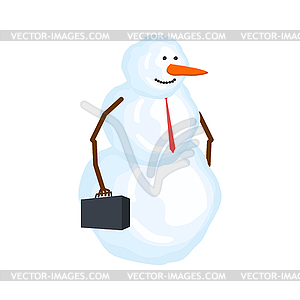 Snowman Businessman. Winter boss. Snow manager. - color vector clipart