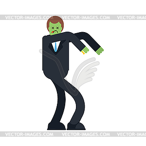 Zombie businessman . Boss is dead - color vector clipart