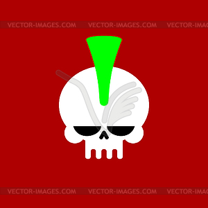 Punk skull with mohawk. head of skeleton - vector image