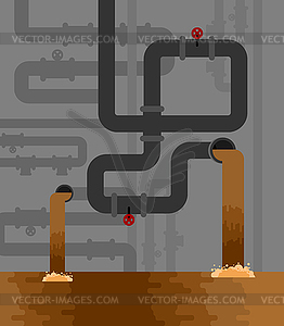 Underground sewerage System pipe. Water supply and - vector clipart