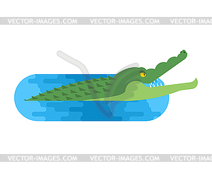 Crocodile in water. Alligator in river. Predator - color vector clipart