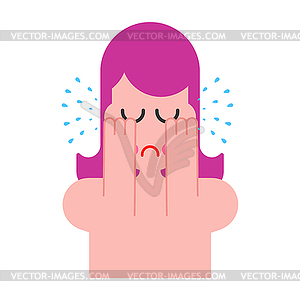 Woman is crying. female hysterics. Fountains of - vector image