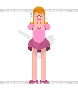 Woman is crying. female hysterics. Fountains of - vector clip art