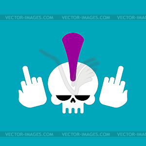 Punk skull with mohawk and fuck. head of skeleton. - vector image