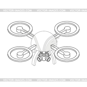 Quadrocopter с изометрией камеры. беспилотный - векторное изображение