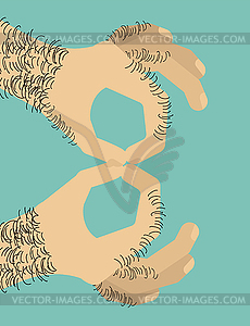 8 марта. Мужская рука с изображением пальца - изображение в формате EPS