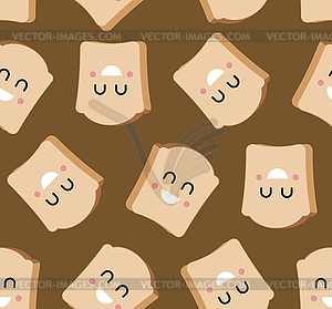Piece of bread seamless pattern. Food texture - vector clip art