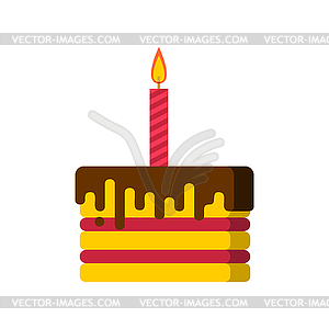 Birthday piece of cake and candle - color vector clipart