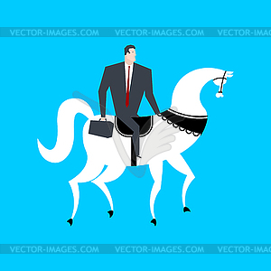 Businessman on horseback. Boss is rider - vector clipart