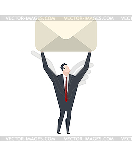 Businessman is carrying letter. Boss and large - vector EPS clipart