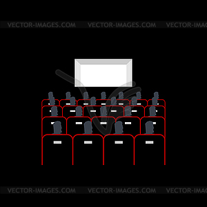 Lecture hall. In cinema people sit on armchairs. - vector clip art