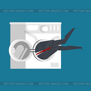 Businessman in washing machine. boss is stuck. - vector image