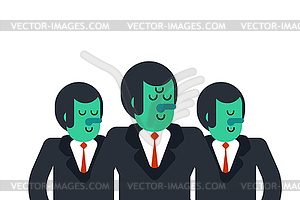 Business team UFO. Three Aliens. Boss and managers - vector clipart