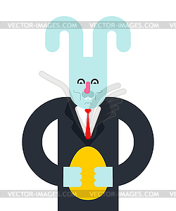 Hare and egg. Rabbit businessman. Easter - vector clipart