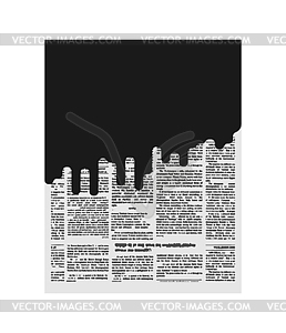 Mud in newspaper. Bad news. Black page of paper. - vector clipart