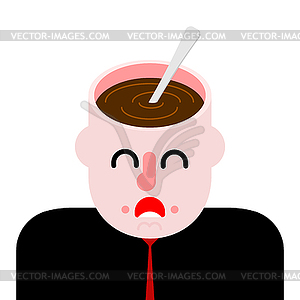 Coffee in open head. Hot drink on your mind. Mornin - vector clipart