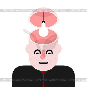 Light bulb in head. Idea concept . Open head - vector clip art