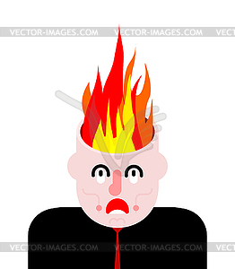 Fire in head. Brains burn. Open goals - vector clipart